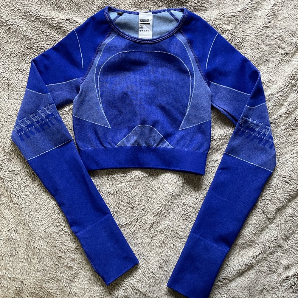 Gymshark Turbo Seamless Crop Top- Cobalt Blue